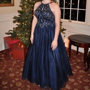 Glamorous navy blue ball gown
